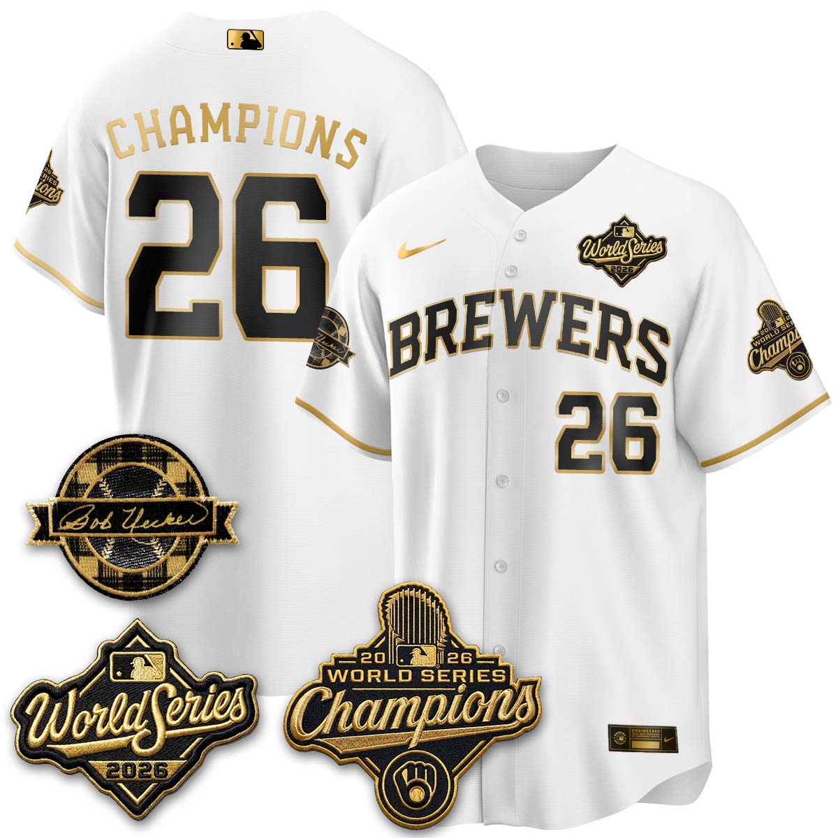 MIL 2026 WS Champions - Bob Uecker Patch Vapor Jersey - Stitched (TT)