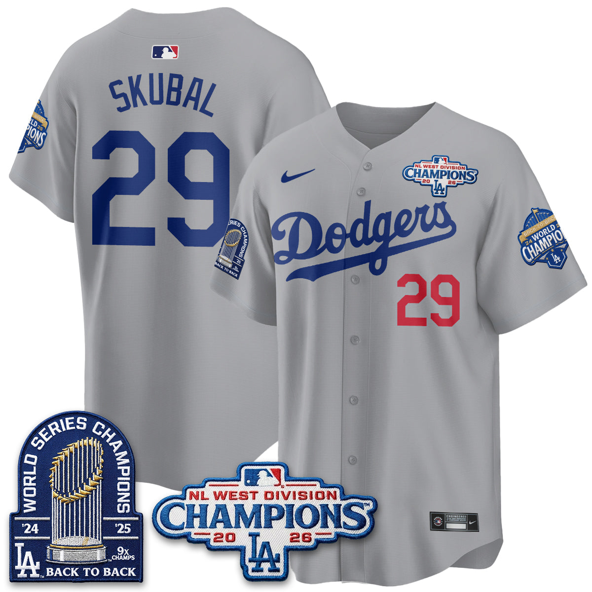 Los Angeles Dodgers 2026 NL West Champs Vapor Jersey- Stitched