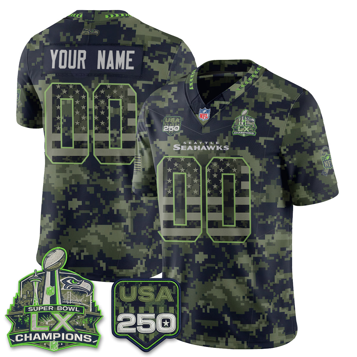 Seattle Seahawks 2026 Salute to Service Edition Vapor Custom Jersey - Stitched