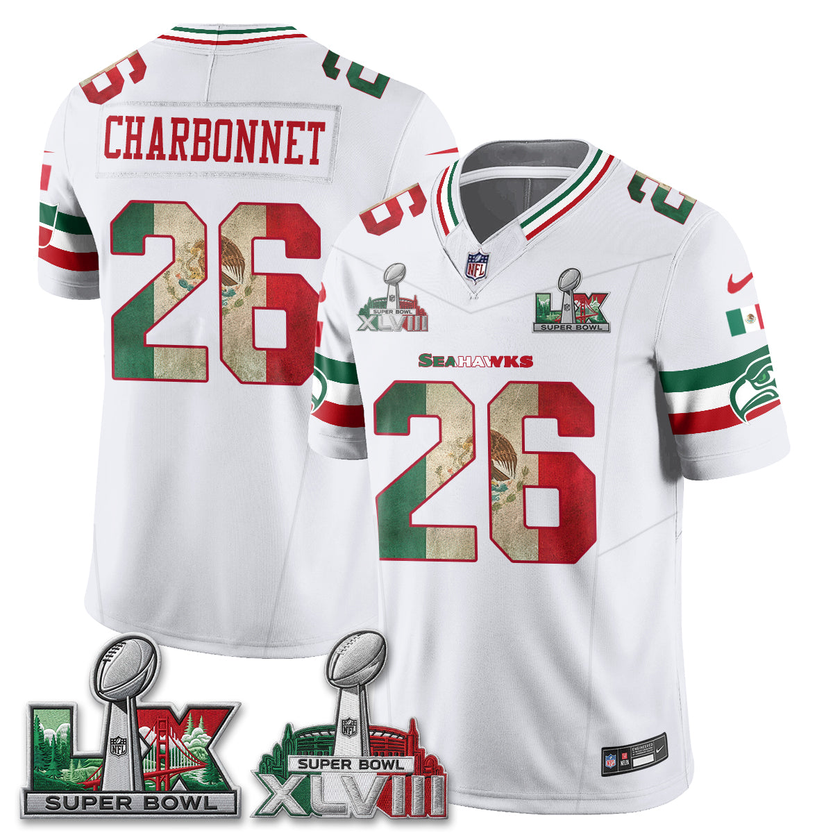 Seattle Seahawks Mexico Edition Vapor Jersey V1- Stitch