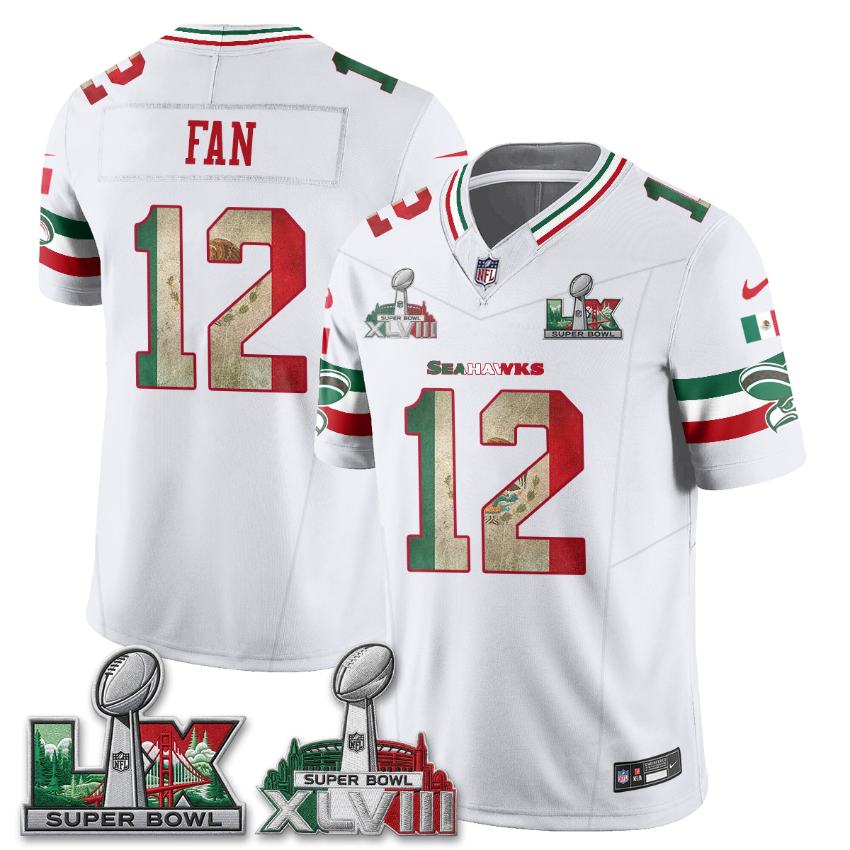Seattle Seahawks Mexico Edition Vapor Jersey V2- Stitch