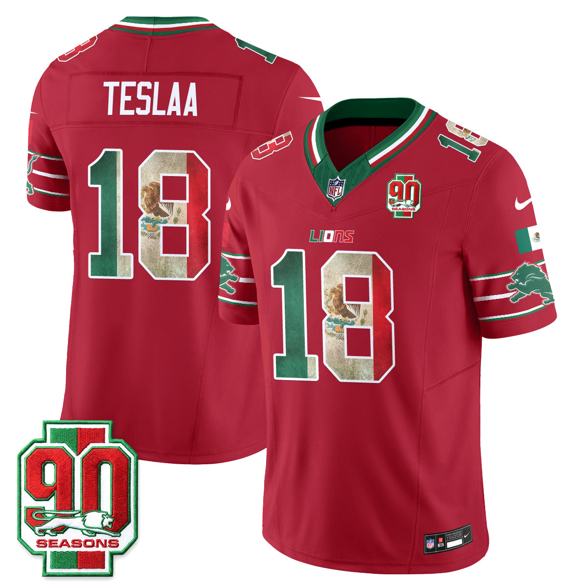 Detroit Lions Mexico Edition Vapor Jersey - Stitched