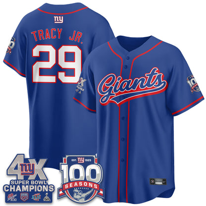 NYG 4X Champs & 100 Anniversary Vapor Baseball Jersey - Stitched