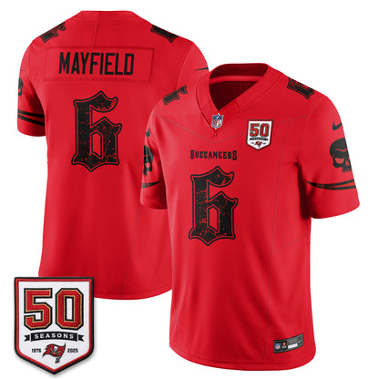 Tampa Bay Buccaneers Skull 50 Seasons Edition Vapor Jersey - Stitched