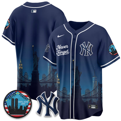 NYY Skyline Never Forget 9/11 Memorial Edition Vapor Jersey - Stitched