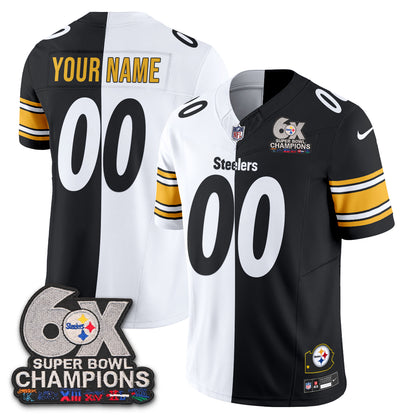 Pittsburgh Steelers 6x SBowl Split Edition Vapor Custom Jersey - Stitched