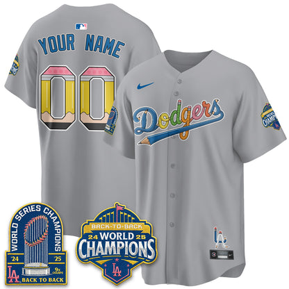 Los Angeles Dodgers x Back to School Style Vapor Custom Jersey - Stitched