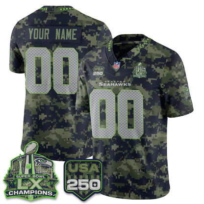 Seattle Seahawks 2026 Salute to Service Edition Vapor Custom Jersey - Stitched