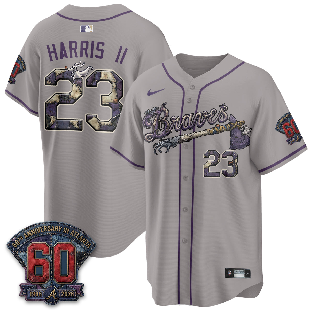 Atlanta Braves Nightmare Edition Vapor Jersey - Stitched