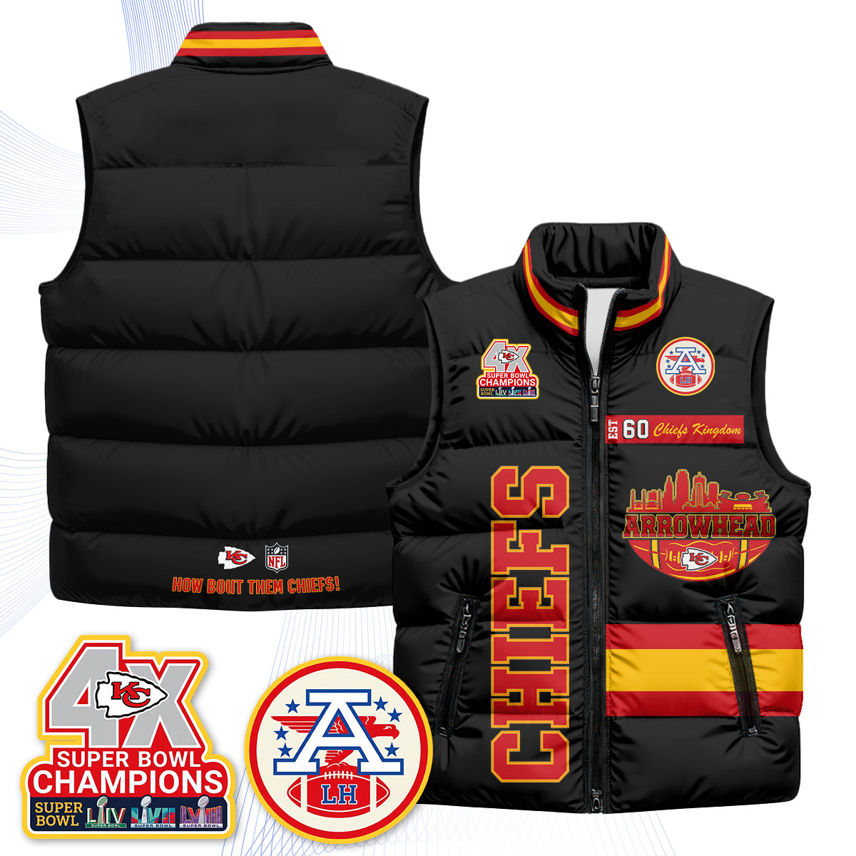 KC Arrowhead Puffer Vest - Printed