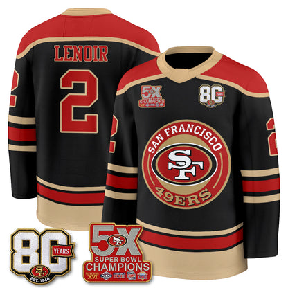 San Francisco 49ers 4X Champs Hockey Jersey - Stitched