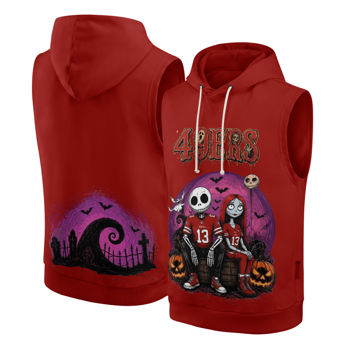 SF x Skeleton Gentleman & Rag Doll Bride Edition Sleeveless Hoodie Tank Top - Printed