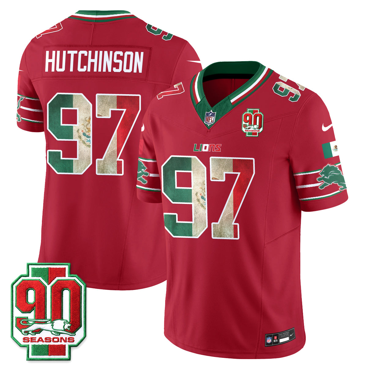 Detroit Lions Mexico Edition Vapor Jersey - Stitched