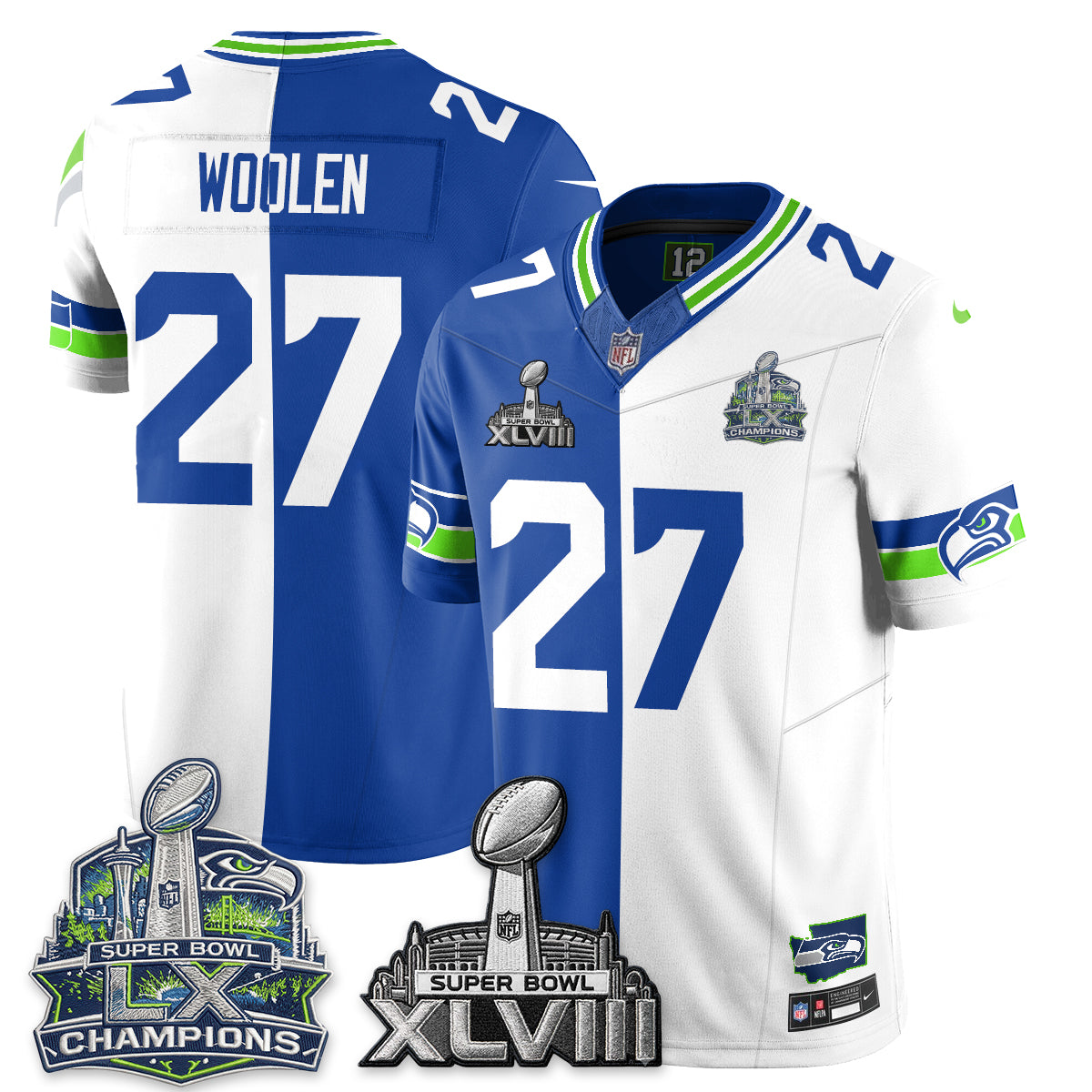 Seattle Seahawks S.Bowl Champs Split Edition Vapor Jersey - Stitch