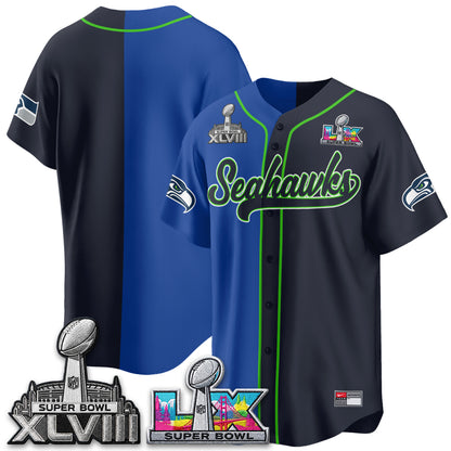Seattle Seahawks S.Bowl Champs Split Baseball Vapor Jersey V2- Stitched