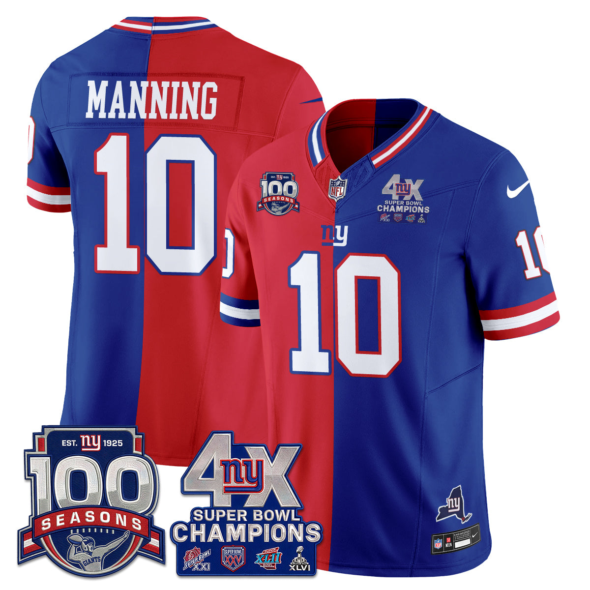 NYG 4X SBowl Split Edition Vapor Jersey - Stitched
