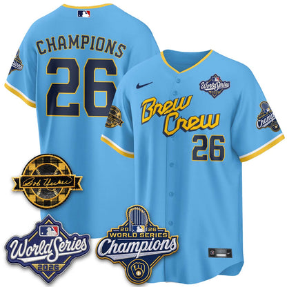 Milwaukee Brewers 2026 WS Champions - Bob Uecker Patch Vapor Jersey - Stitched