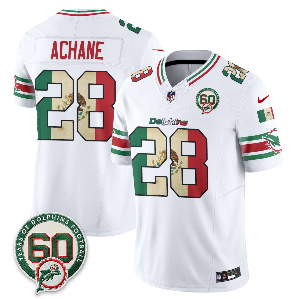 Miami Dolphins Mexico Edition Vapor Jersey - Stitched