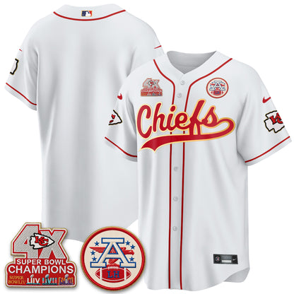 Kansas City Chiefs 4X Champs Gold Trim Edition Vapor Baseball Jersey - Stitched