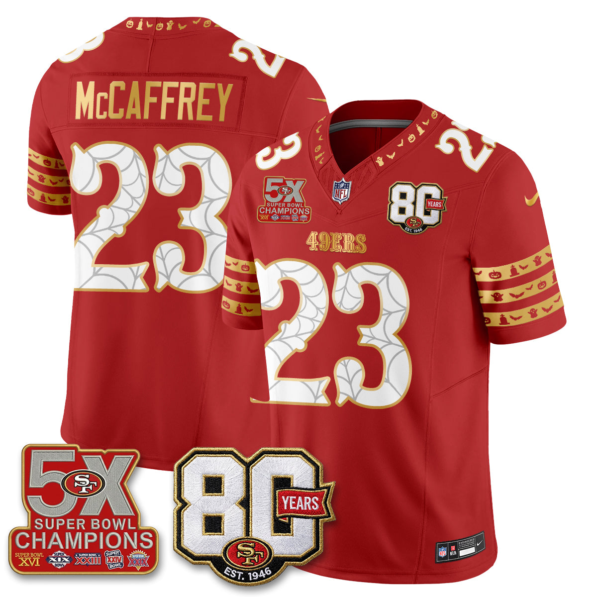 San Francisco 49ers Spooky Edition Vapor Jersey - Stitched