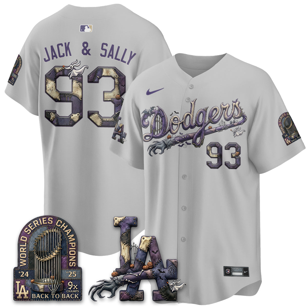 Los Angeles Dodgers Nightmare Edition Vapor Jersey - Printed
