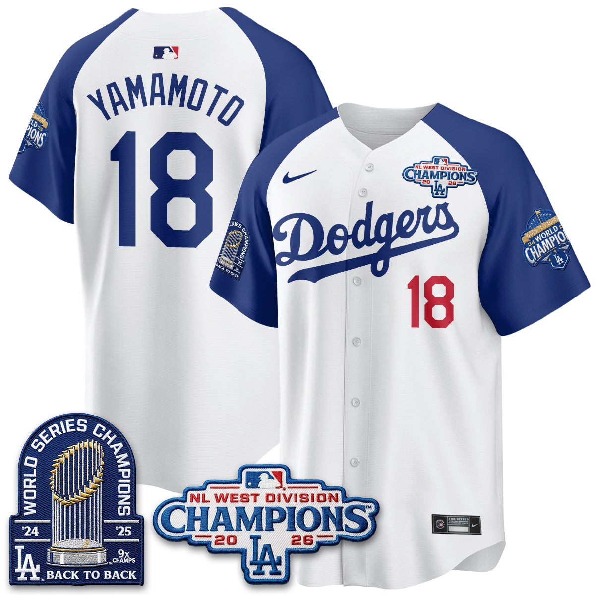 Los Angeles Dodgers 2026 NL West Champs Vapor Jersey- Stitched