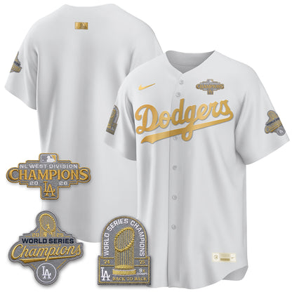 Los Angeles Dodgers 2026 NL West Champs Gold Vapor Jersey- Stitched