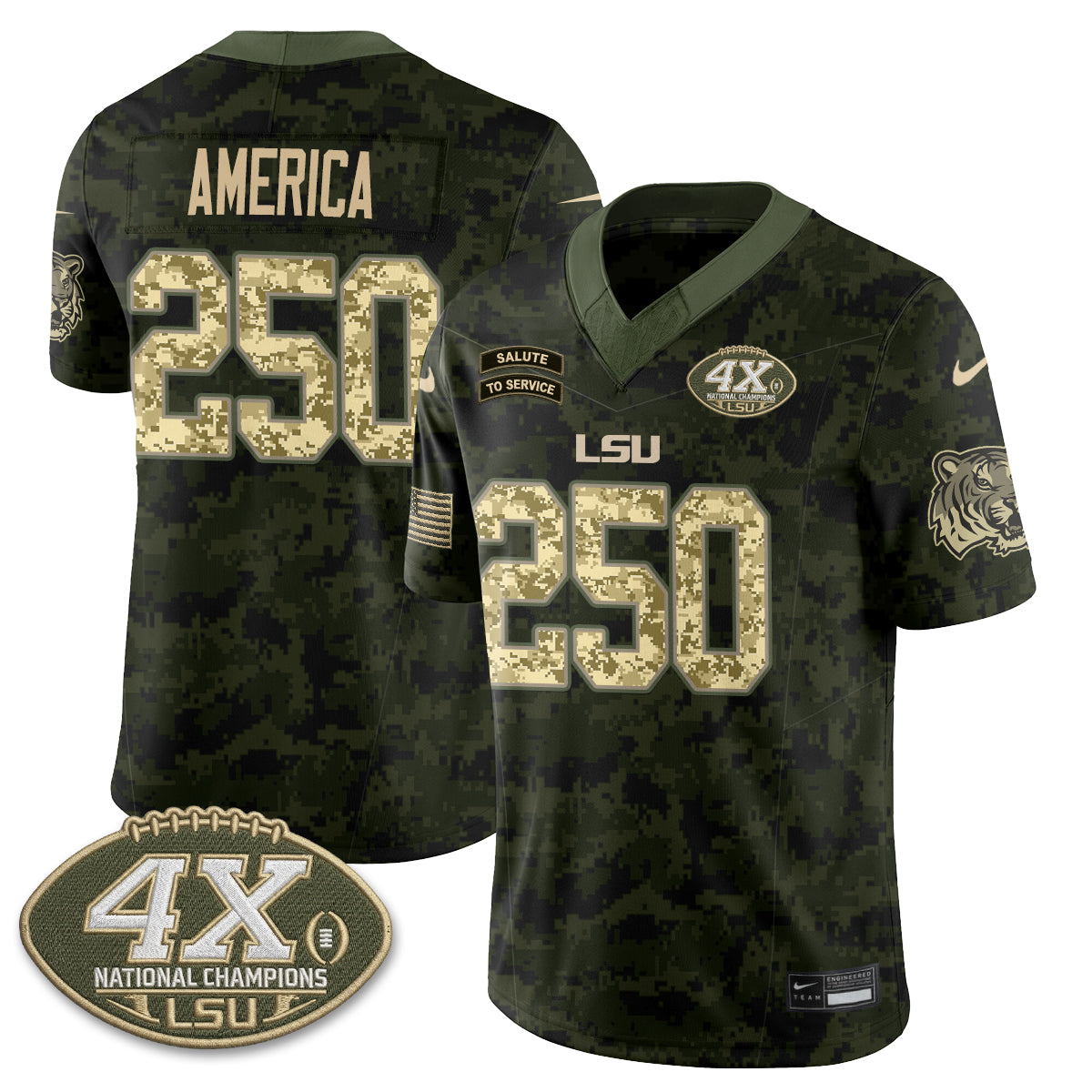 LSU Tigers 2026 Salute to Service Vapor Jersey - Stitched