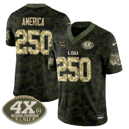 LSU Tigers 2026 Salute to Service Vapor Jersey - Stitched