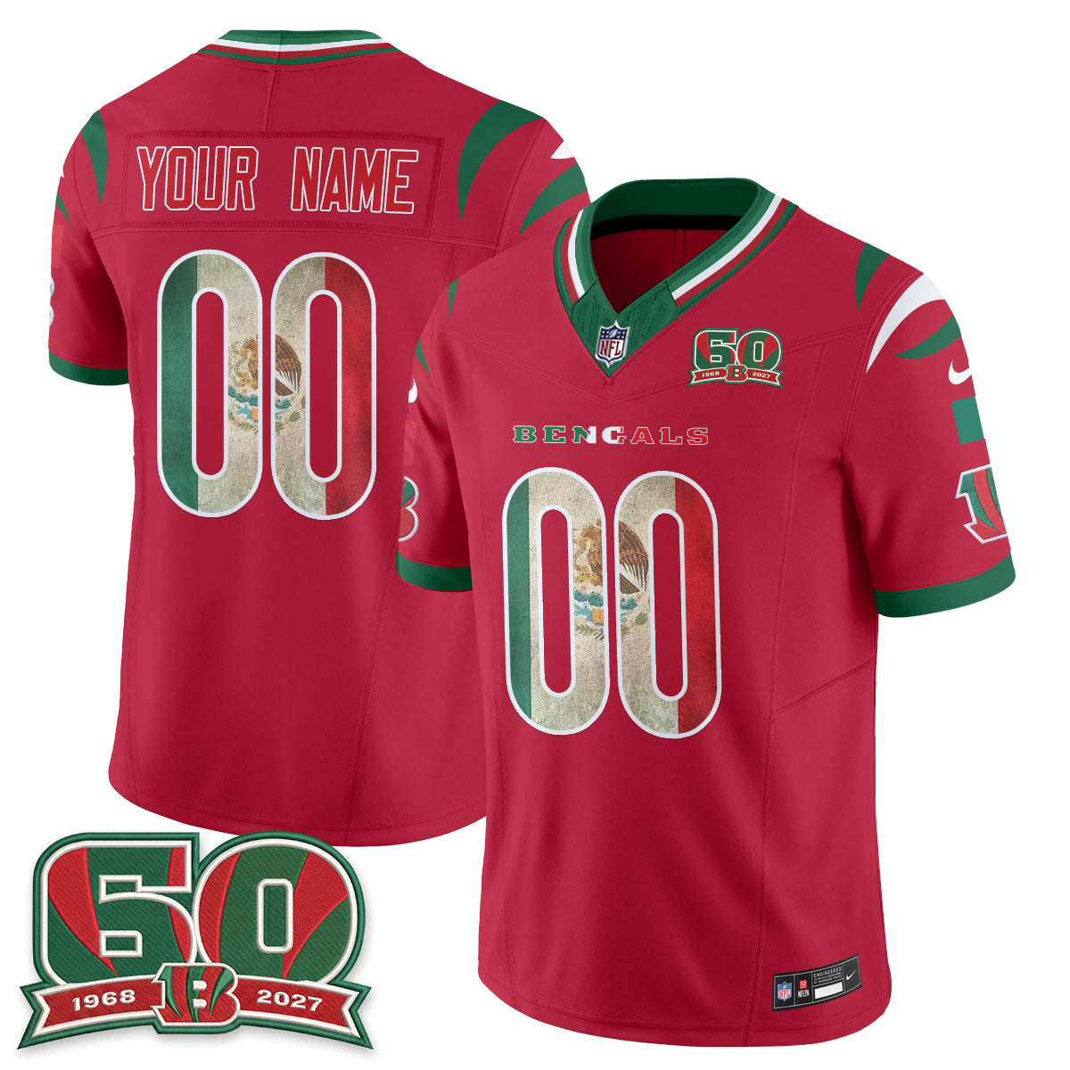 Cincinnati Bengals Mexico Edition Vapor Custom Jersey - Stitched