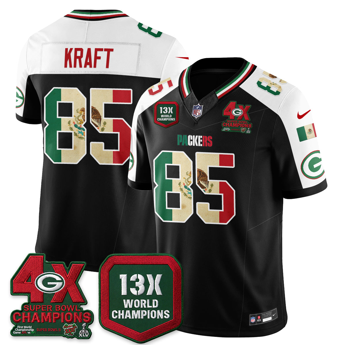 Green Bay Packers Mexico Edition Vapor Jersey - Stitched