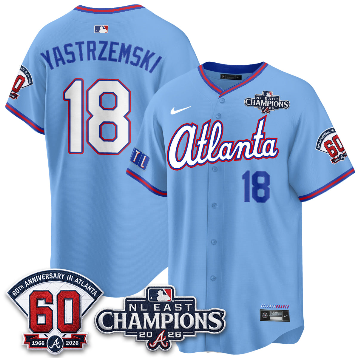 Atlanta Braves 2026 NL East Champs Vapor Jersey - Stitched