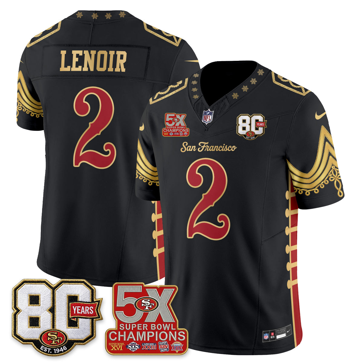 San Francisco 49ers Xmas Nutcracker Edition Vapor Jersey - Stitched