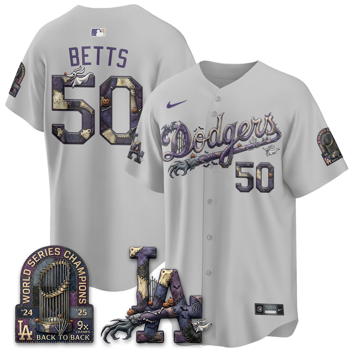 Los Angeles Dodgers Nightmare Edition Vapor Jersey - Printed