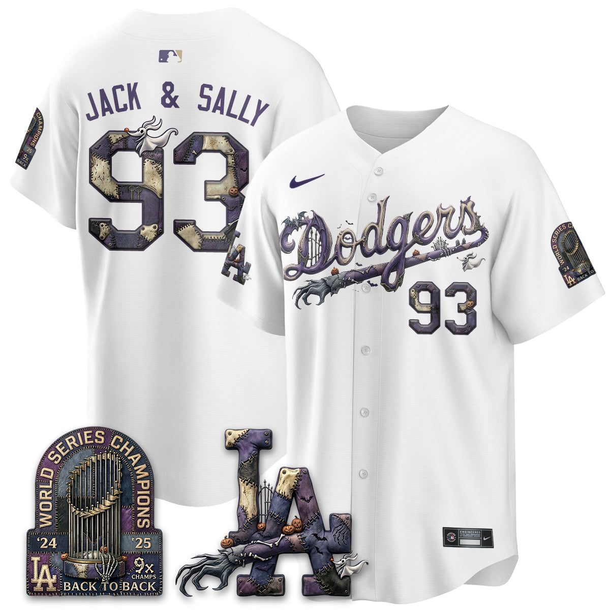 Los Angeles Dodgers Nightmare Edition Vapor Jersey - Printed
