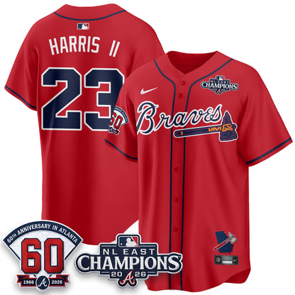 Atlanta Braves 2026 NL East Champs Vapor Jersey - Stitched