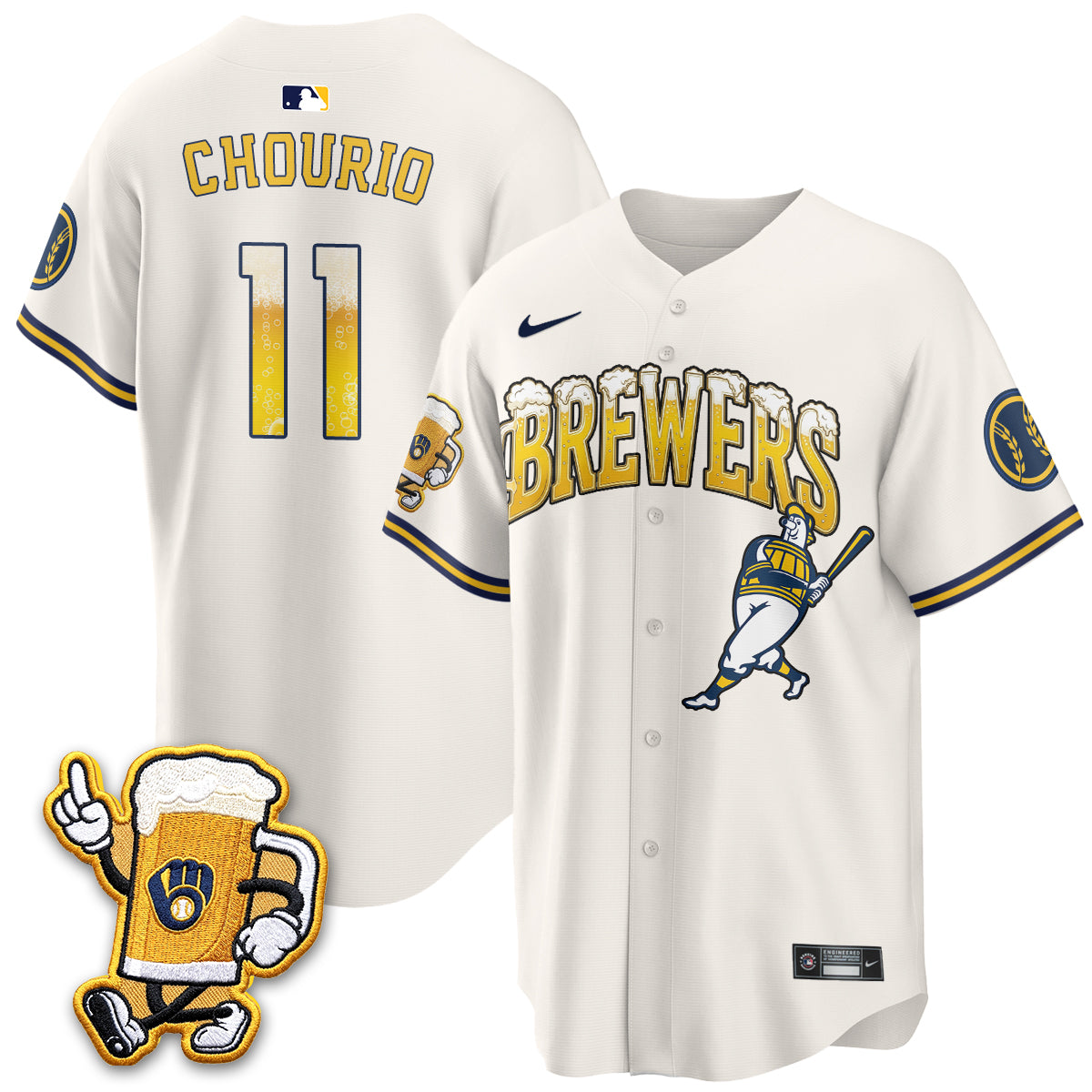 Milwaukee Brewers "Pitcher & Pint" Edition Vapor Jersey V2 - Stitched