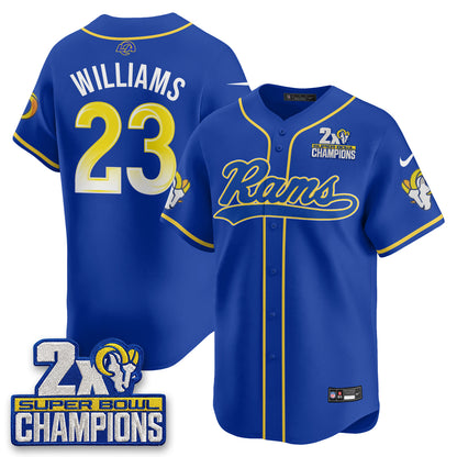 Los Angeles Rams 2X Champs Rivalries Baseball Vapor Jersey - Stitched