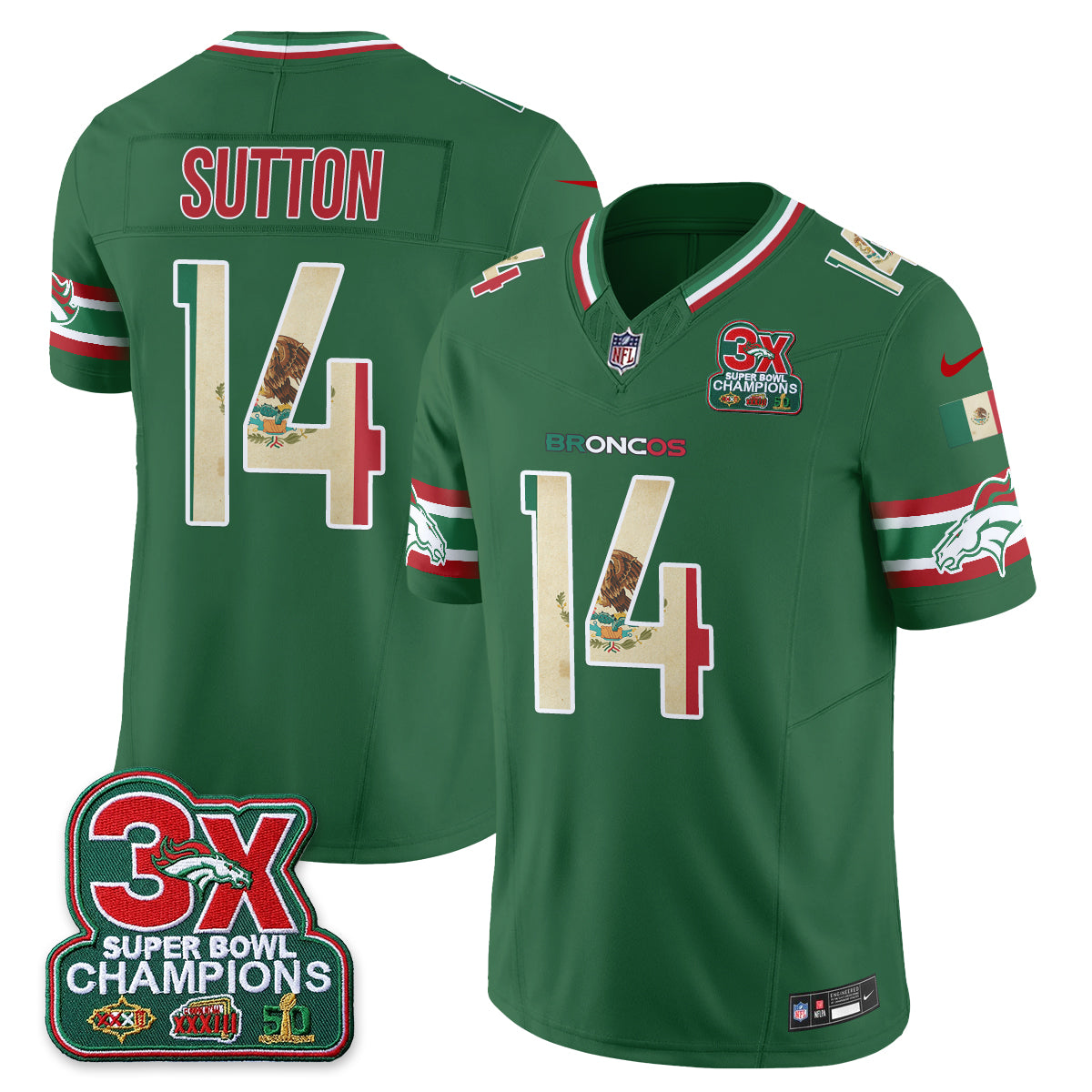 Denver Broncos Mexico Edition Vapor Jersey - Stitched