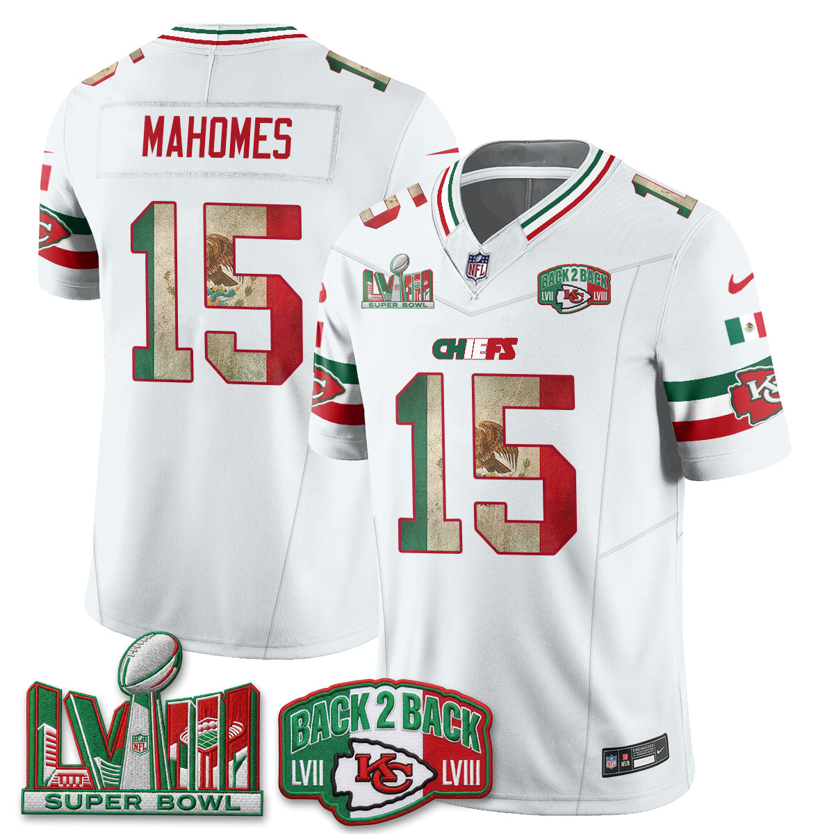 Kansas City Chiefs Mexico Edition Vapor Jersey - Stitched