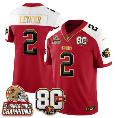 San Francisco 49ers 80 Years & 5X Champs Vapor Jersey - Stitched