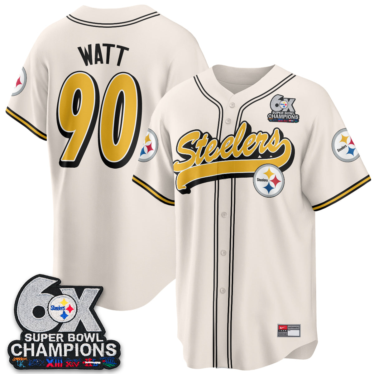 Pittsburgh Steelers 6x SBowl Baseball Vapor Jersey - Stitched