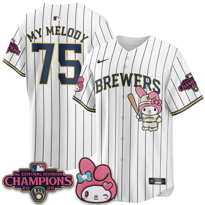 Milwaukee Brewers NL Central Champs x Pink Sanrio Friend  Vapor Jersey - Stitched