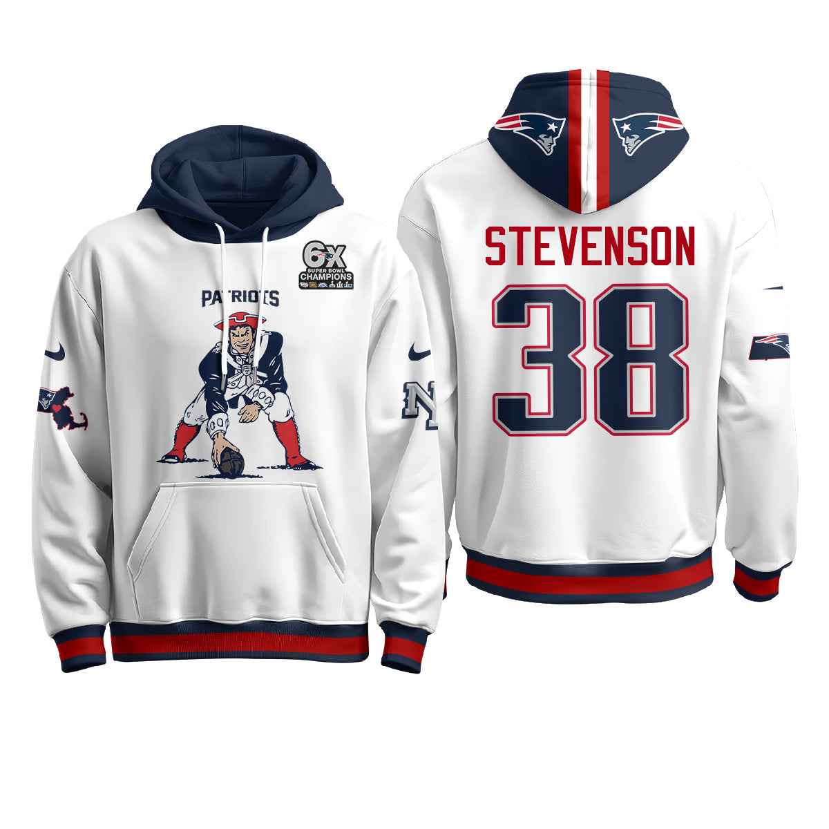 New England Patriots Minuteman Edition Fleece Hoodie - Printed