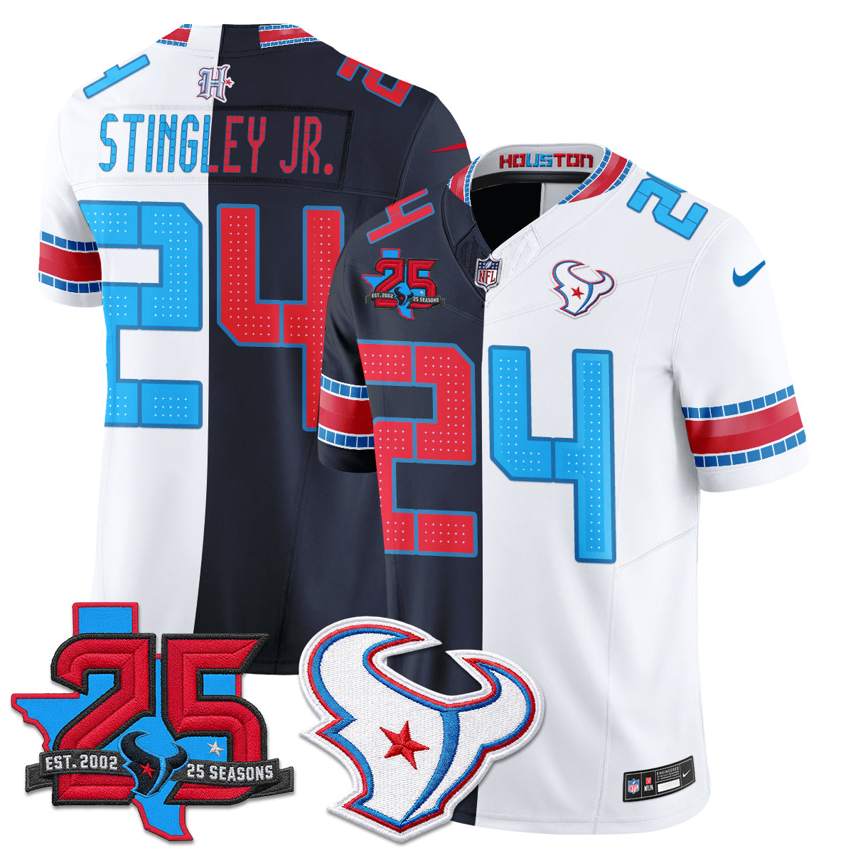 Houston Texans 2026 Rivalries Split Vapor Jersey - Stitched