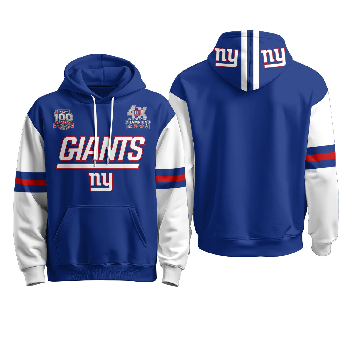 New York Giants 4X Champs S.Bowl Hoodie - Stitched
