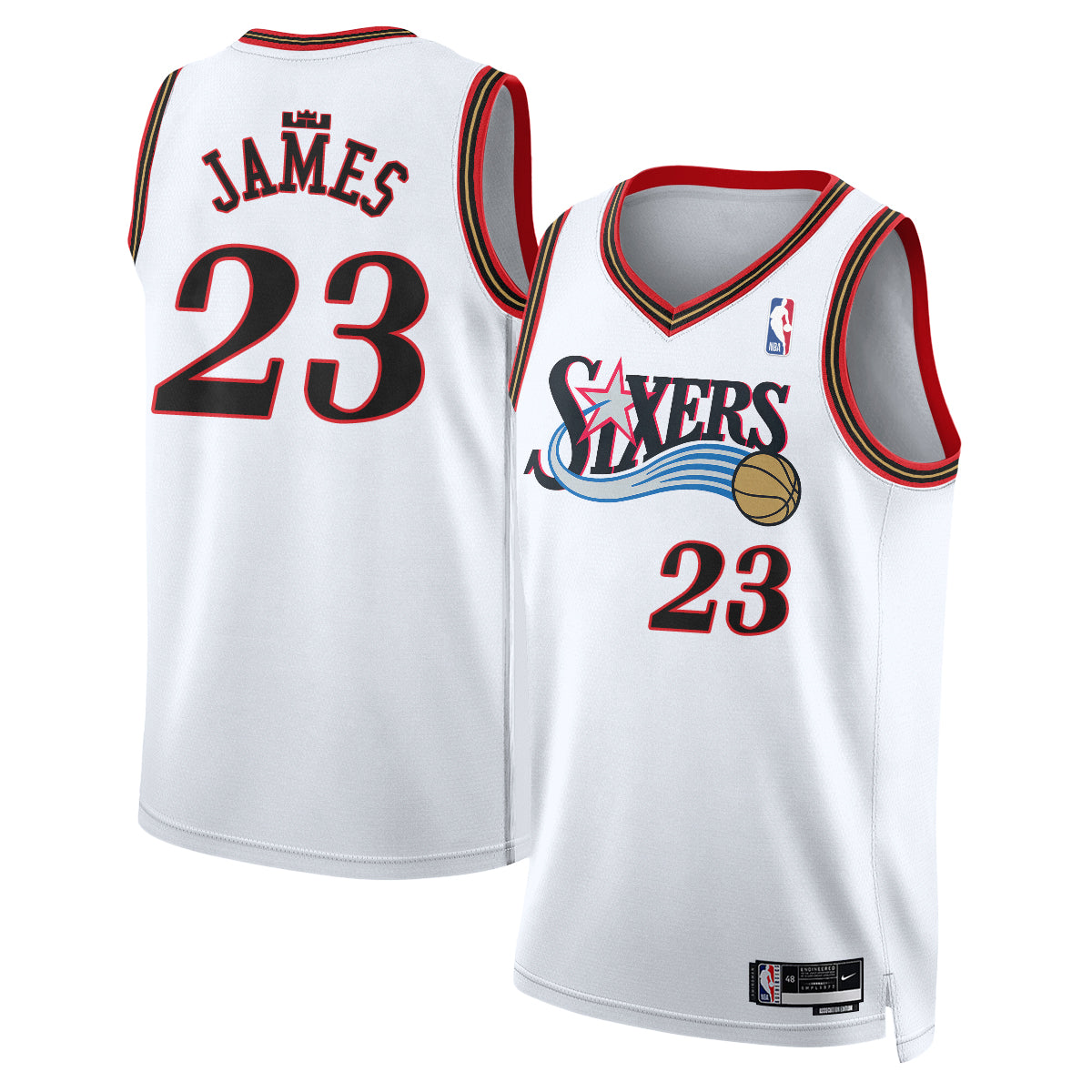 Philadelphia 76ers LeBron James #23 Throwback Vapor Jersey - All Stitched