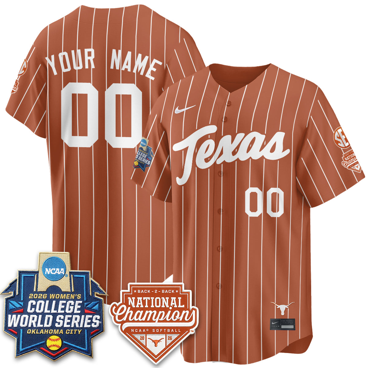 TEX Softball 2026 World Series (WCWS) Vapor Premier Limited Custom Jersey - B2B Champs - Stitched