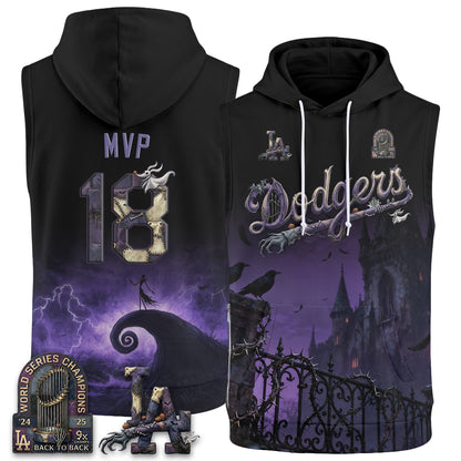 Los Angeles Dodgers Nightmare Edition Sleeveless Hoodie Tank Top - Printed