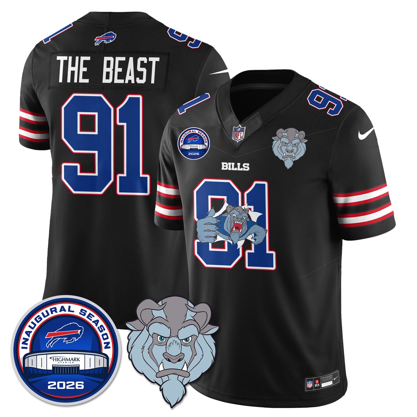Buffalo Bills x Hairy Blue Beast Edition Vapor Jersey - Stitched
